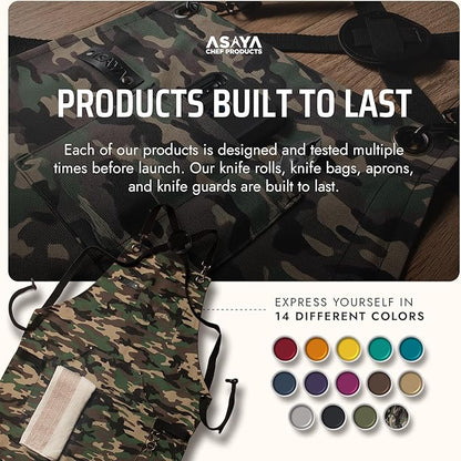 Asaya Chef and BBQ Apron with Bottle Opener and Hand Towel - 10oz Cotton Canvas, Stainless Steel Hardware - Cross Back Straps - Image 6