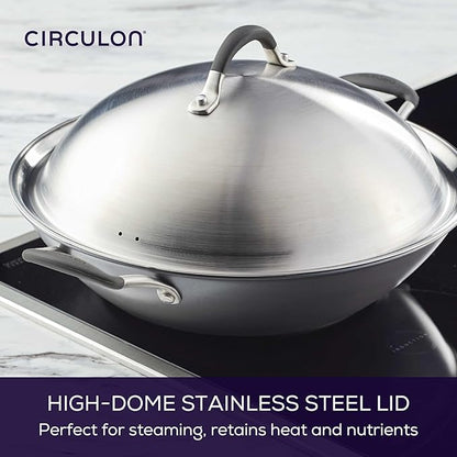 Circulon A1 Series w/ScratchDefense Nonstick Induction Wok with Lid, 14-Inch, Wok Pan with Lid, Graphite - Image 6