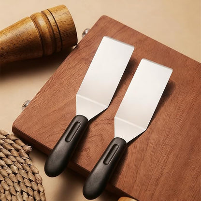 2-Pieces Small Metal Spatula Set, Mini Metal Spatulas for Kitchen Use, Stainless Steel Spatula for Flipping, Serving & Turning Pancakes, Eggs, Brownies, Cookies, Cakes & Desserts (2 PC SOLID)