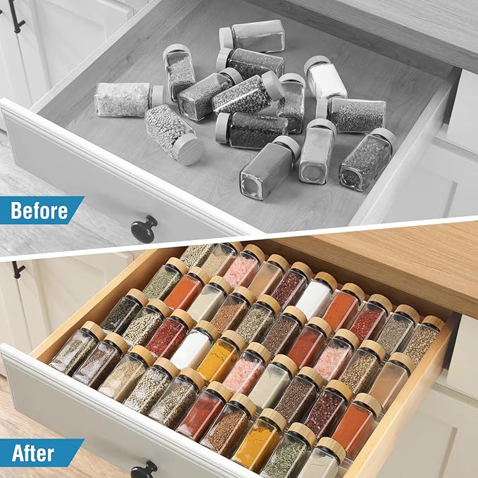 Suneerplay Spice Drawer Organizer 4 Tier, Acrylic Seasoning Organizer Rack, Clear Spice Rack Tray, Kitchen Seasoning Jars Drawers Insert (Jars Not Included/Expandable From 13" to 26") - Image 3