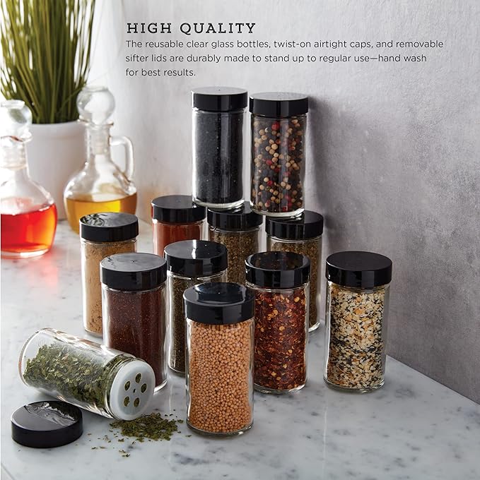 Kamenstein 5244227 Empty Jars With Black Cap, 3-Ounce (Pack of 48) - Image 7