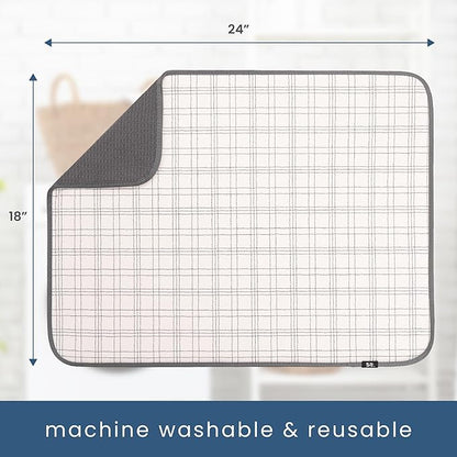 S&T INC. Dish Drying Mat XL, 18” x 24”, Absorbent Microfiber Kitchen Counter Mat, Dish Drying Pad for Dishes, Utensils, Pots and Pans, Extra Large, Stitched Plaid - Image 6