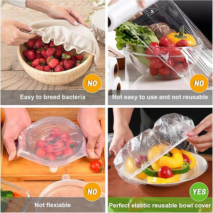 175Pcs 7 Colors Reusable Elastic Food Covers, Sublaga 7 Sizes Plastic Bowl Covers, Colorful Dish Plate Covers, Alternative to foil, Plastic Wrap, BPA Free - Image 5