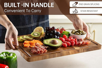 THETCHRY Walnut Cutting Boards for Kitchen, End Grain Wooden Chopping Board with Juice Groove, Charcuterie Butcher Block for Meal Prep & Serving with Gift Box, 16.5" x 11.6" x 0.8" - Image 3