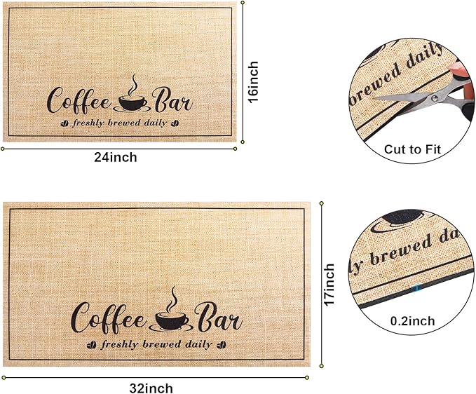 CooRug Absorbent Coffee Mat, Fashion Dish Drying Mat for Kitchen Counter Coffee Bar Accessories Espresso Machine Dish Rack 17" x 32" Beige - Image 2