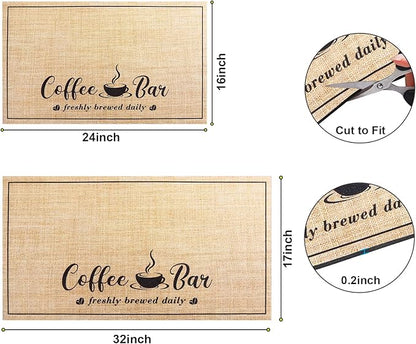CooRug Absorbent Coffee Mat, Fashion Dish Drying Mat for Kitchen Counter Coffee Bar Accessories Espresso Machine Dish Rack 17" x 32" Beige - Image 2
