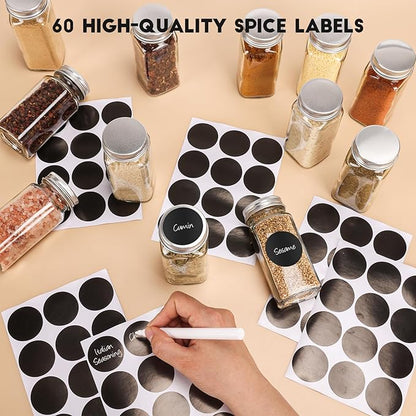 6Pcs Spice Jars with Label, 4oz Empty Square Seasoning Containers, Spice Jars with Shaker Lids, Small Spice Bottles for Salt, Herbs, Sugar, Pepper, Seasoning Jars for Spice Rack, Cabinet, or Drawer - Image 4