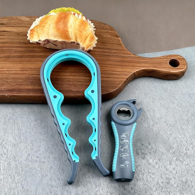 Jar Opener for Seniors with Arthritis,Jar Opener for Weak Hands,5-in-1 Bottle Opener,4-in-1 Can Opener (A-Blue) - Image 6