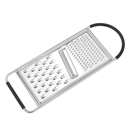 Amazon Basics Cheese Grater with Handle, Stainless Steel Zester, Easy to Clean, Dishwasher Safe, Rectangular, Non-Slip, Multifunction Tool for Kitchen Prep, Vegetables, Black