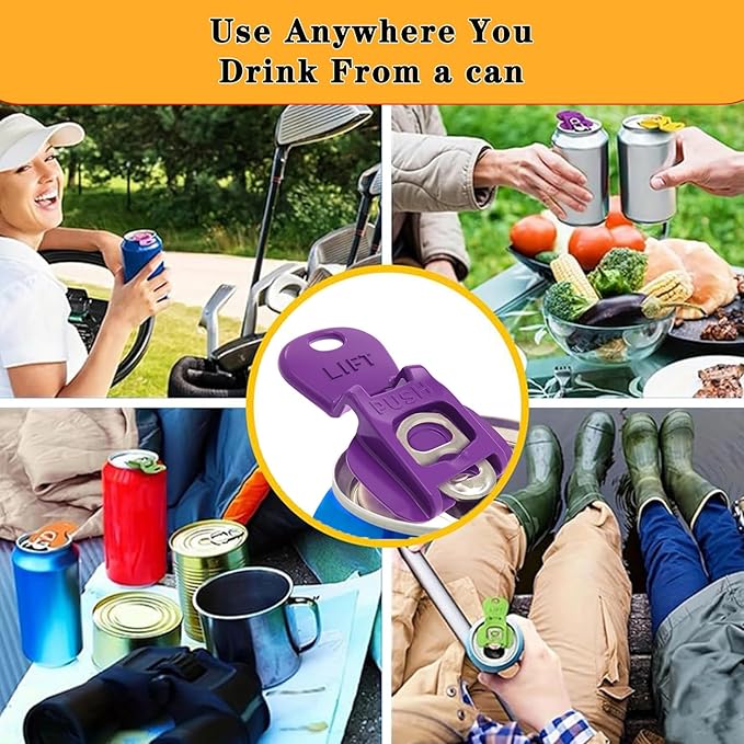 6PCS Colorful Can Tab Openers & Leak-Proof Drink Covers – One-Hand Soda Can Opener and Reusable Protector Caps for Coke, Beer, Soda, and Aluminum Cans - Image 3