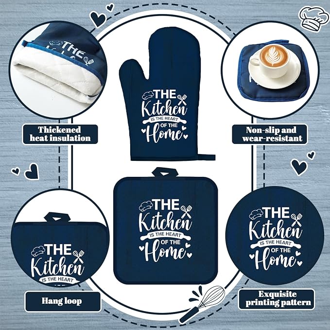 Leinuosen 8 Pcs Kitchen Towels and Oven Mitts Sets Pot Holders Dishcloths Set Kitchen Decorative Accessories Absorbent Potholders Heat Resistant for Chef Baking Cooking - Image 5