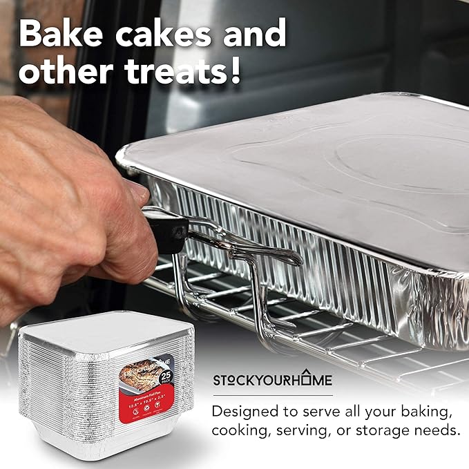 Stock Your Home 9x13 Aluminum Trays with Lids (10 Pack) – Disposable Half Size Deep Pans for Cooking, Storage, BBQ, Grilling, Catering - Image 6