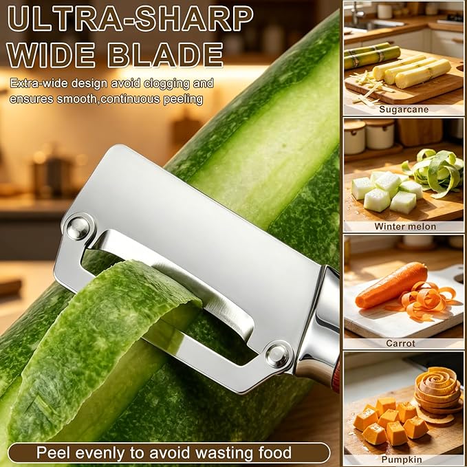 2-piece Multi-Functional vegetable peeler set, 2026 New kitchen peeler with handle, ultra-sharp stainless steel blade, suitable for fruits, apples, potatoes, etc - Image 2