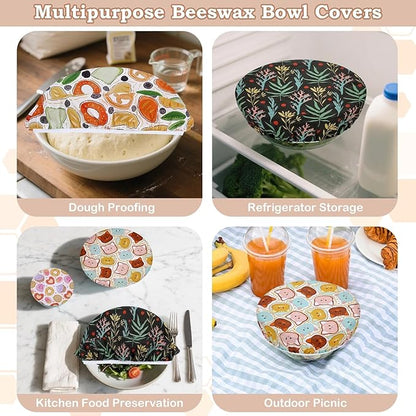 5-Size Reusable Beeswax Bowl Covers for Bread Proofing, Cotton Cloth Flexible Beeswax Wraps for Food Storage(Maple Leaves) - Image 5