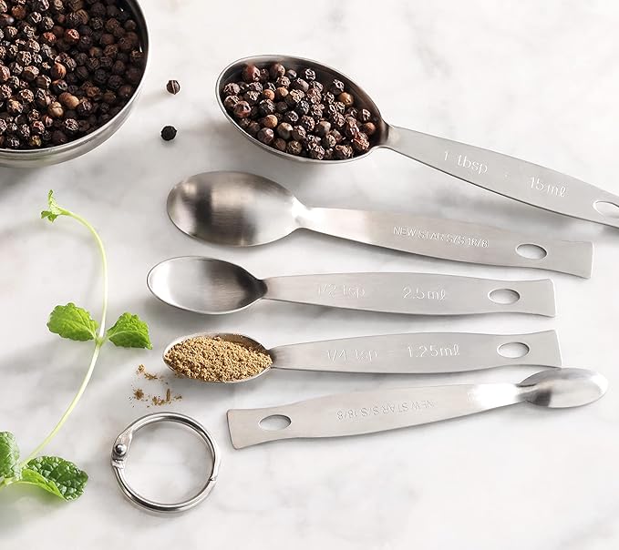 New Star Foodservice 43129 18/8 Stainless Steel Measuring Spoons (Set of 5), Silver - Image 4
