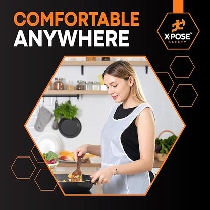 Xpose Safety 1000 White Plastic Disposable Aprons for Cooking & more Individually Packaged Durable 1 Mil Waterproof Polyethylene 24" x 48" - Image 6