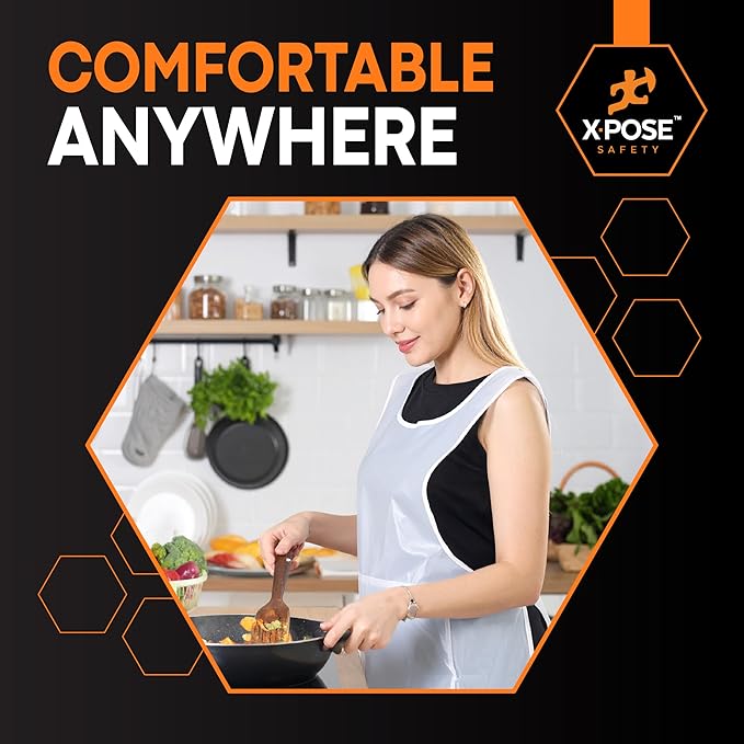 Xpose Safety 2000 White Plastic Disposable Aprons for Cooking & more Individually Packaged Durable 1 Mil Waterproof Polyethylene 24" x 48" - Image 6