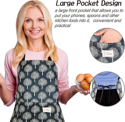 SATINIOR 3 Pieces Waterproof Bib Apron with 2 Pockets Adjustable Cooking Kitchen Apron for Women Men Chef BBQ Baking Cleaning