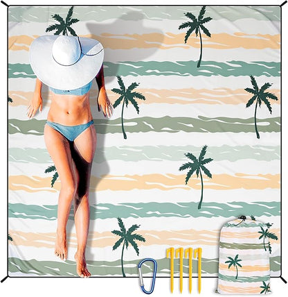HIHOHO Beach Blanket Waterproof Sandproof Extra Large Beach Mat 79" X 83"/120"x108"for 1-8 Adults Quick Drying Durable Outdoor Picnic Mat for Beach Travel Camping Hiking