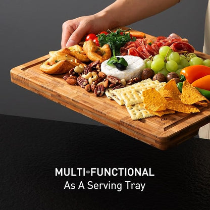 2 Pack Heavy Duty Bamboo Cutting Board Set Non Slip Over Sink Solid End Grain Thick Wood Chopping Board Extra Large Big Small Best Organic Hardwood Wooden Kitchen Essential New Home Housewarming Gift - Image 6