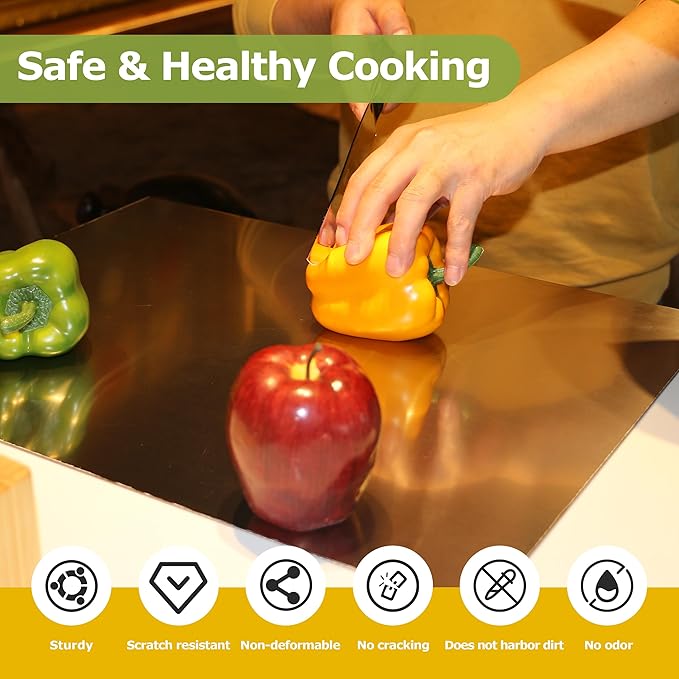 Stainless Steel Cutting Board with Counter Lip, Extra Large Chopping Board for Kitchen,Metal Cutting Board for Veggies,Meat,Fruits,Bread and Baking （80 x 50cm/31.5 x 19.7 inch） - Image 3