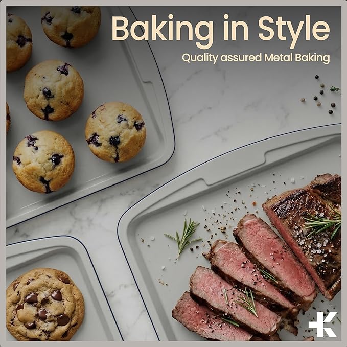 Bakken Swiss Cookie Sheet 3 Piece Set - Non-Stick, Stackable Baking Pans, Deluxe Ceramic Coating – Dishwasher Safe - for Home Baking - Image 8
