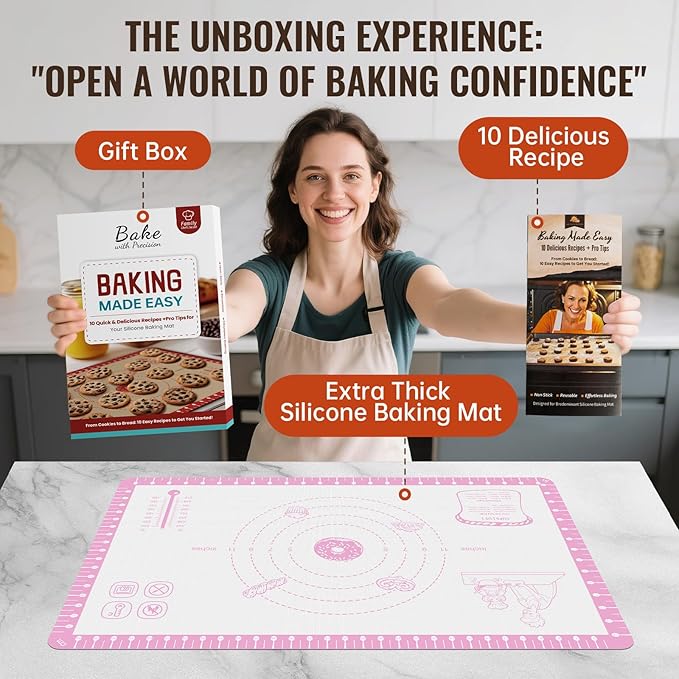 Silicone Macaron Baking Mat with 10 Recipes, Non Stick Silicone Mat for Pastry, Cookie, Macaron, Pizza,Bread, Surdough,Fondant, Extra Large and Dishwasher Safe - Image 2