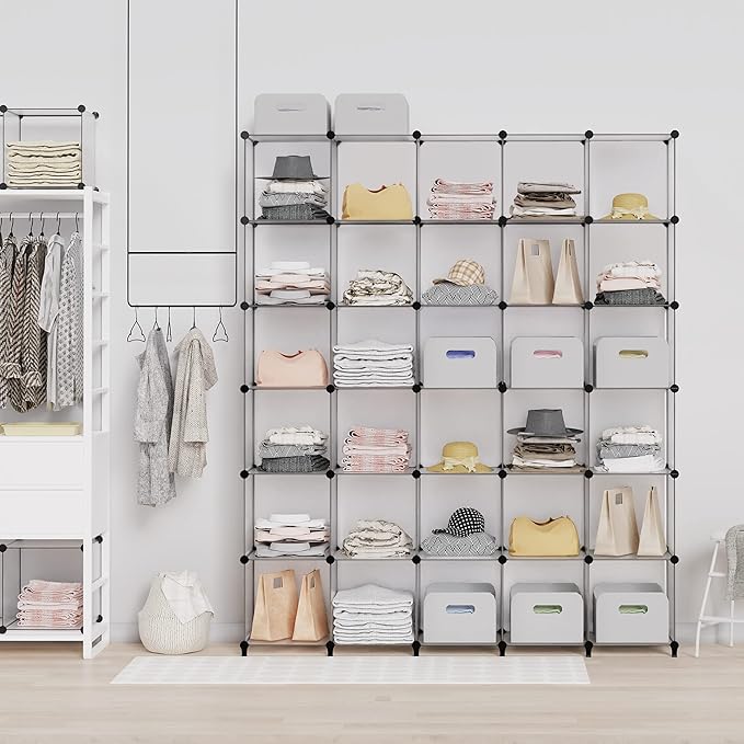 HOMIDEC Closet Organizers and Storage, 9 Cube Storage Organizer, Portable Closet Organizer Storage Cubes Shelves for Clothes, Bedroom, Wardrobe, Kids Room, Bathroom, Transparent - Image 2