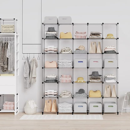 HOMIDEC Closet Organizers and Storage, 9 Cube Storage Organizer, Portable Closet Organizer Storage Cubes Shelves for Clothes, Bedroom, Wardrobe, Kids Room, Bathroom, Transparent - Image 2