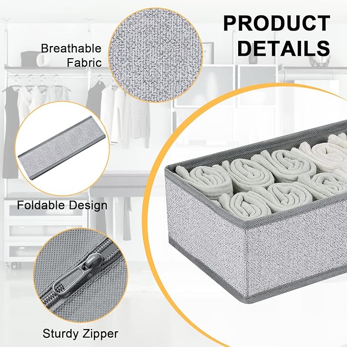 DIMJ Drawer Organizer Clothes, Dresser Organizer For Nursery, Bedroom, Closet, Baby Clothes Organizer and Storage, Foldable Fabric Drawer Dividers for Baby Socks, Belt, Tie (4 Pack, Blended) - Image 2