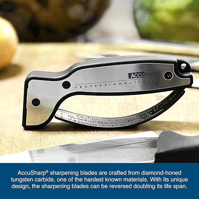 AccuSharp Knife Sharpener, Ergonomic Comfortable Handle, Compact & Easy to Use, Restore and Hone Straight & Serrated Knives, White & Black - Image 4