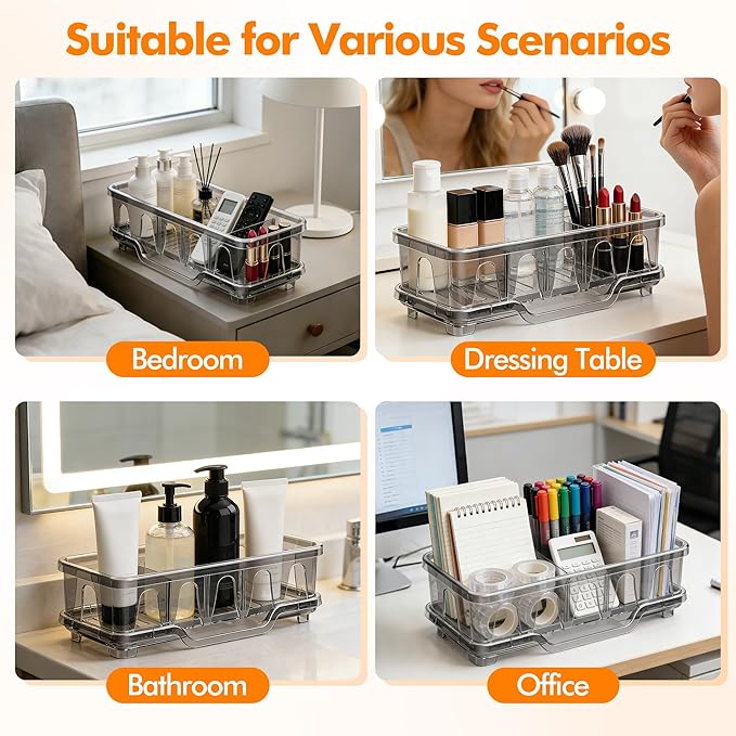 Kitchen Sink Sponge Holder, Sink Caddy Organizer with Compartments, Self-Draining and Easy-Clean Design, Sink Caddy for Kitchen Sink, Bathroom, Vanity, Countertop Storage, Kitchen Sink Caddy Organizer - Image 4