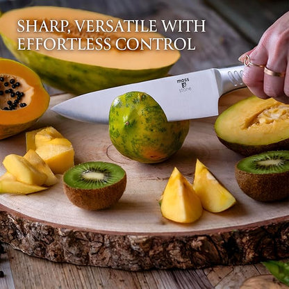Moss & Stone Professional Kitchen Knife Chef Set, 6 Pcs Small Knife Set With Block, Premium Kitchen Knife Set Stainless Steel, Scratch Resistant & Rust Proof, Knife Block With Sharp Cooking Knives. - Image 4