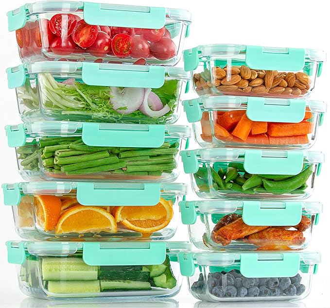 C CREST [10-Pack] Glass Food Storage Containers with Lids, Airtight, BPA Free, Meal Prep Containers for Kitchen, Home Use - Image 7