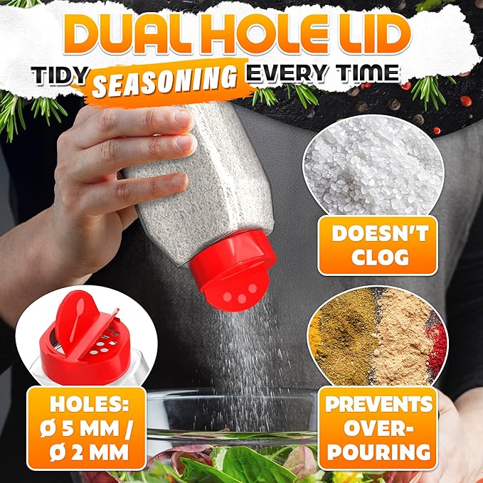 2Pcs Large Seasoning Containers with Wide Mouth for Easy Filling – 32 Oz Spice Containers with Dual Shake Airtight Lids for Spices | Transparent Seasoning Shaker, Durable & Odor-Resistant Spice Shaker - Image 4
