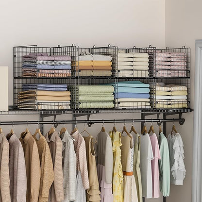 4-Tier Stackable Closet Organizers and Storage Shelves, Foldable Closet Shelf Organizer System, Stackable Storage Bins Drawers for Closet Organizer System, Black(Patent 30022416, 15.7"x11.8"x34.64") - Image 7