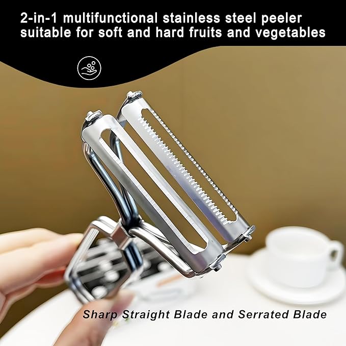 Best Vegetable Carrot Potato Peelers for Kitchen, Just Like Mom's old steel Fruits Peeler (Double Blade) - Image 3