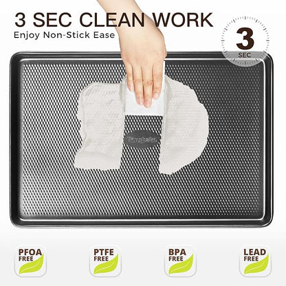 HONGBAKE 2 Pack Half Sheet Pan Set, 1/2 Cookie Sheets for Baking with Diamond Texture, 17.5" x 12" Large Baking Sheets Non Stick, Non Toxic Oven Trays for Cooking, 57% Thicker Carbon Steel, Dark Gray - Image 5