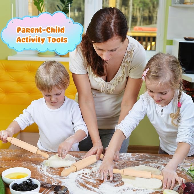 16 Pcs 8 Inch Mini Wooden Rolling Pins Small Wood Rolling Pin Wooden Roller for Girls and Boys Kitchen Baking Pastry Cake Cookie Chef Role-playing Game - Image 5