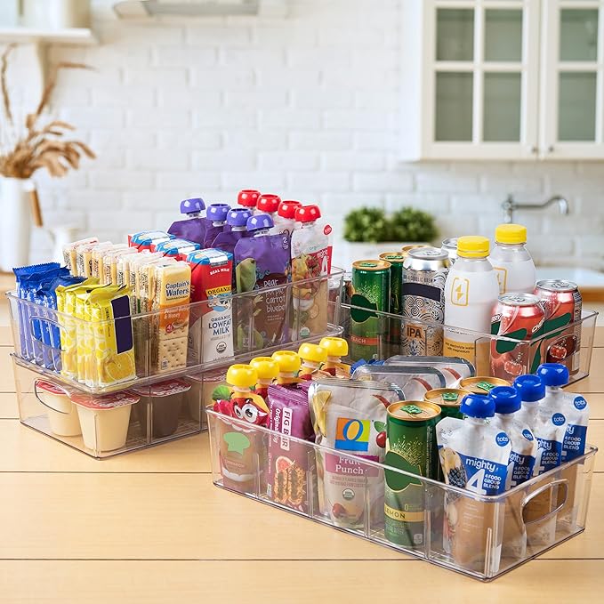ClearSpace Plastic Pantry Organization and Storage Bins with Removable Dividers – Perfect Kitchen Organization or Kitchen Storage – Refrigerator Organizer Bins, Cabinet Organizers (4 Pack XL) - Image 5