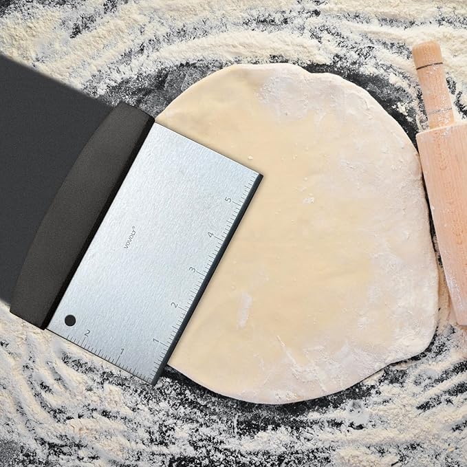 Vovoly Multipurpose Bench Scraper Kitchen Utensil for Flat Top Griddle, Dough Scraper Cutter for Bread and Pizza Cutter - Stainless Steel Metal Griddle Scraper Chopper-Dishwasher Safe - Image 9