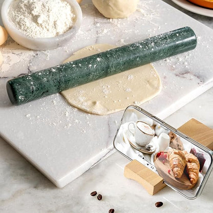 Marble French Rolling Pin for Baking, 12 Inch Non Stick Polished Rolling Pin for Dough, Heavy Dough Roller for Fondant Pizza Pie Crust Cookie Pastry Bread, Kitchen Baking (Indian Green) - Image 7
