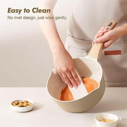 SENSARTE Ceramic Nonstick Sauce Pan with Lid, 2.0 Quart Small Saucepan, White Cooking Pot with Stay Cool Handle, Non toxic Kitchen Sauce Pot, Non stick Small Pot, Induction Pot, PFOA PTFE PFAS Free - Image 5