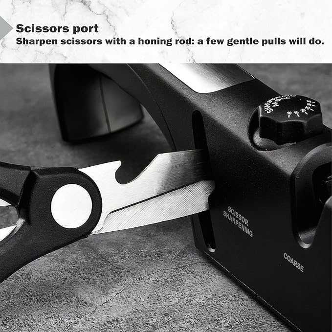 5-Angle Adjustable 10-35 Degree Professional 4-Stage Knife Sharpener, with Cut-Resistant Glove, with Scissors Grinding Slot - Multi-Purpose Precision Tool for Kitchen, Home, Outdoors (Black) - Image 5