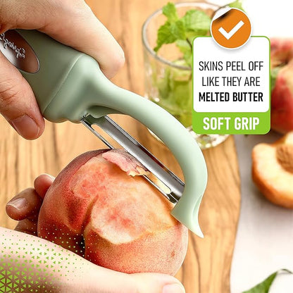 Spring Chef Premium Swivel Vegetable Peeler, Comfortable Handle and Ultra Sharp Stainless Steel Blades - Perfect Kitchen Peeler For Veggie, Fruit, Potato, Carrot, Apple - Pistachio - Image 4