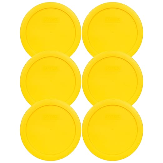 Pyrex 7201-PC 4 Cup Meyer Lemon Yellow Food Storage Replacement Lids (6-Pack) - Made in USA by Pyrex