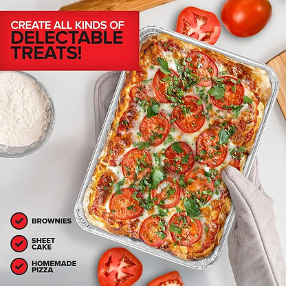 Stock Your Home Disposable Cookie Sheets for Baking (30-Pack) Aluminum Trays, Foil Pans, Shallow Sheet Pan for Cooking Thin Crust Pizza, Brownie Tins, Oven Liners - Image 7