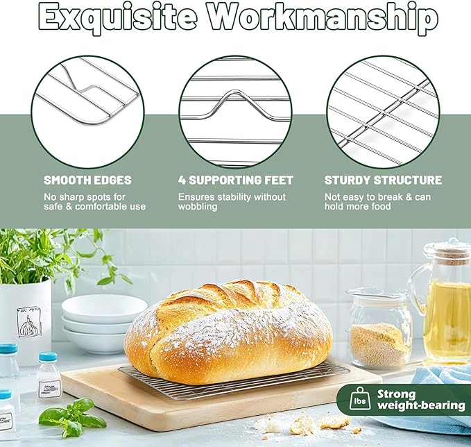 TeamFar Cooling Rack, 15.3” x 11.1” Stainless Steel Wire Baking Rack for Cooking Roasting Grilling, Fit for Oven Pan, Oven & Dishwasher Safe, Non-toxic & Heavy-Duty, 2PCS - Image 3