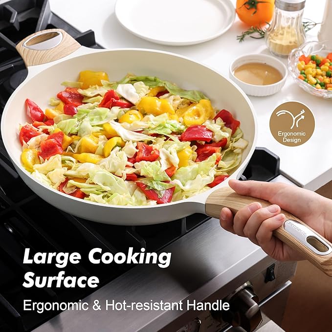 SENSARTE Ceramic Nonstick Frying Pan Skillet 12.5Inch Non Stick Pan with Ergonomic Handle, Non-toxic Healthy Large Cooking Chef's Pan, Free of Intentionally Added PFOA/PFAS/PTFE, Induction Compatible - Image 3