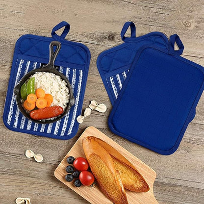 Alselo Silicone Pot Holders Set of 3 Heat Resistant & Non Slip Potholders, Professional Oven Hot Pads with Pockets Mitts for Kitchen Cooking Baking Barbecue (Cobait Blue, 3) - Image 7